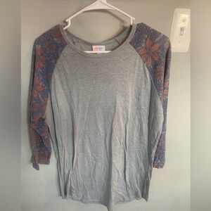 LuLaRoe Gray Floral Print Randy Top